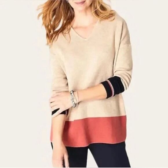 J.Jill Reversible Sweater Beige, Orange Size XS - Picture 1 of 6